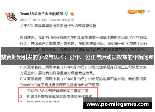 禁赛处罚引发的争议与思考：公平、公正与运动员权益的平衡问题